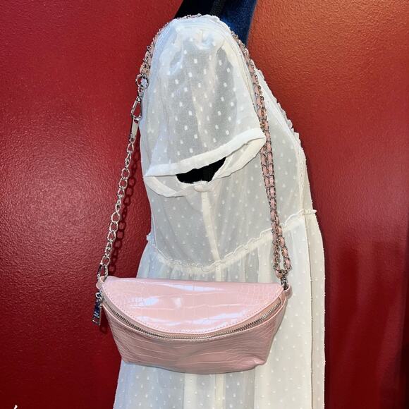 Steve Madden Women Blush Ida Icy Zip Closure Small Embossed Belt Bag - Picture 6 of 14